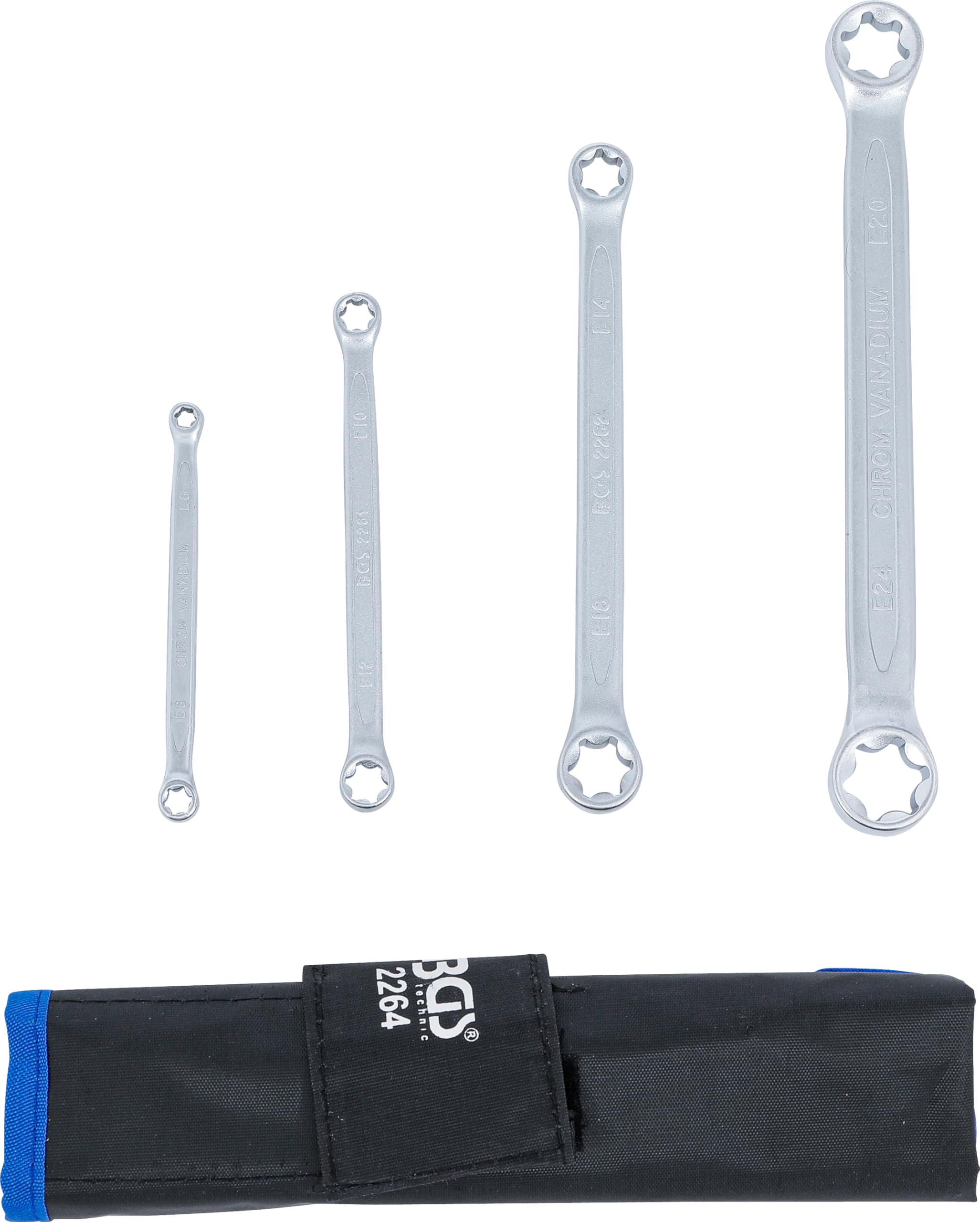 BGS 2264 | Set di chiavi a doppio anello con teste ad anello e profilo E | E6 x E8 - E20 x E24 | 4 pz.