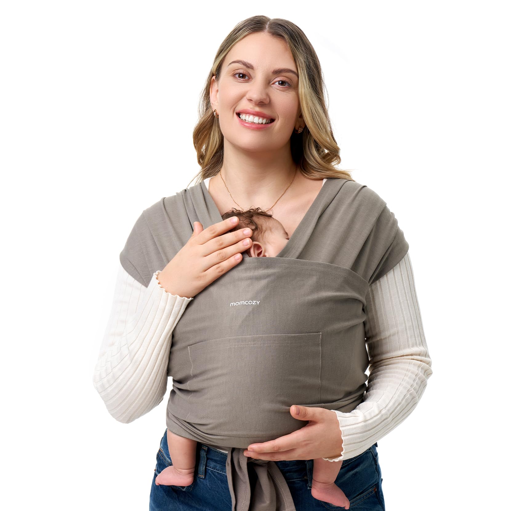 Momcozy Baby Wrap Carrier for 3.6-15kg, Easy to Wear Baby Sling Carriers from Newborn, Adjustable Baby Carriers for Newborn to Toddler, Black — view 8