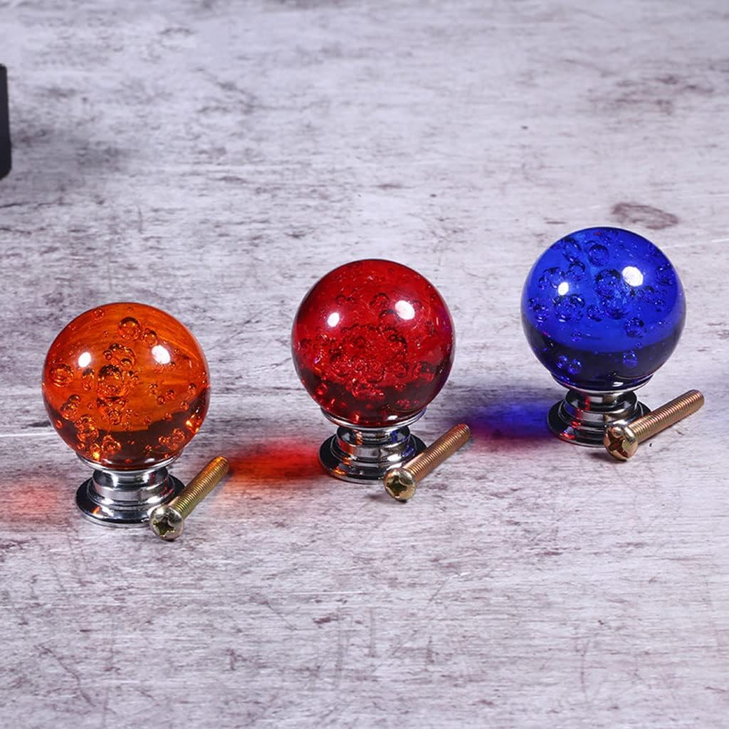 30mm Cabinet Door Handles Multicolor Round Crystal Bubble Ball Drawer Knobs Wardrobe Handles Furniture Knob Kitchen Door Pulls (Color : E)