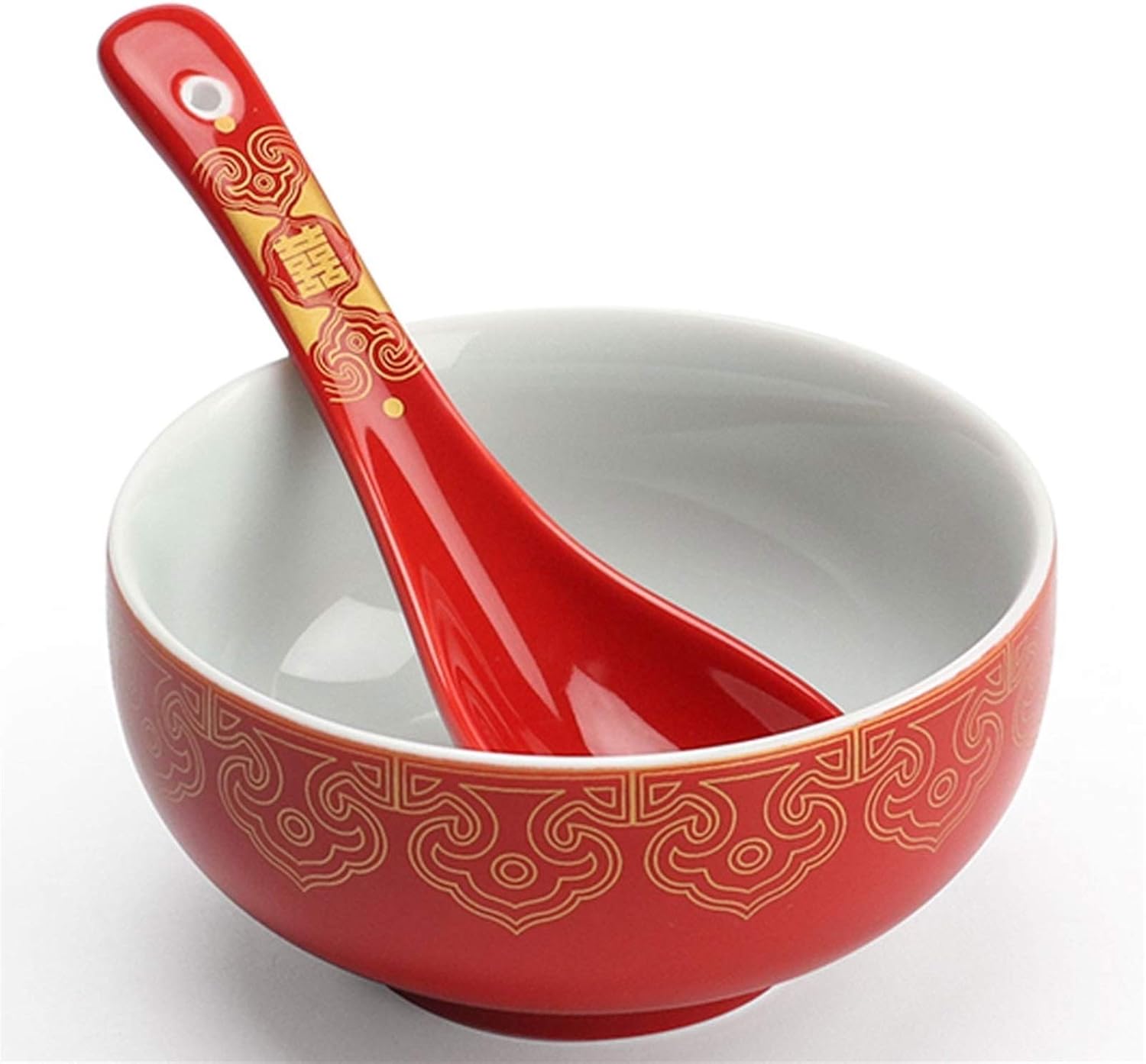 Scoop Wedding Soup Spoon Ceramic Set Soup Spoon Household Small Spoon Creative Rice Spoon 2 Pieces Red Soup Spoon