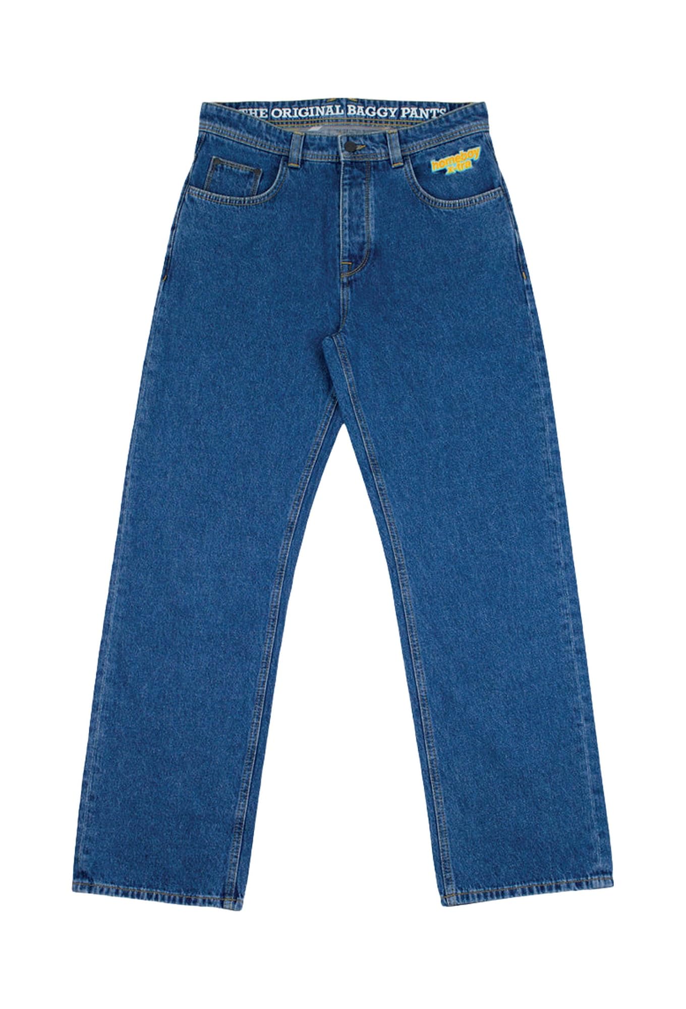 Homeboy Unisex X-Tra Loose Flex Denim Pants, Washed Blue, 33 L32
