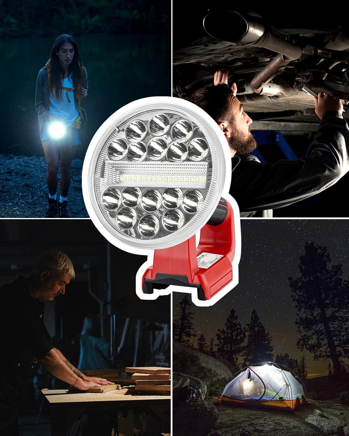 DTEZTECH 30W Cordless Flashlight for Milwaukee M18 18V Lithium-ion Battery, 2000Lumen Work Light with USB Port, Zinc Alloy Floodlight for Garage, Camping, Emergency, Jobsite Light