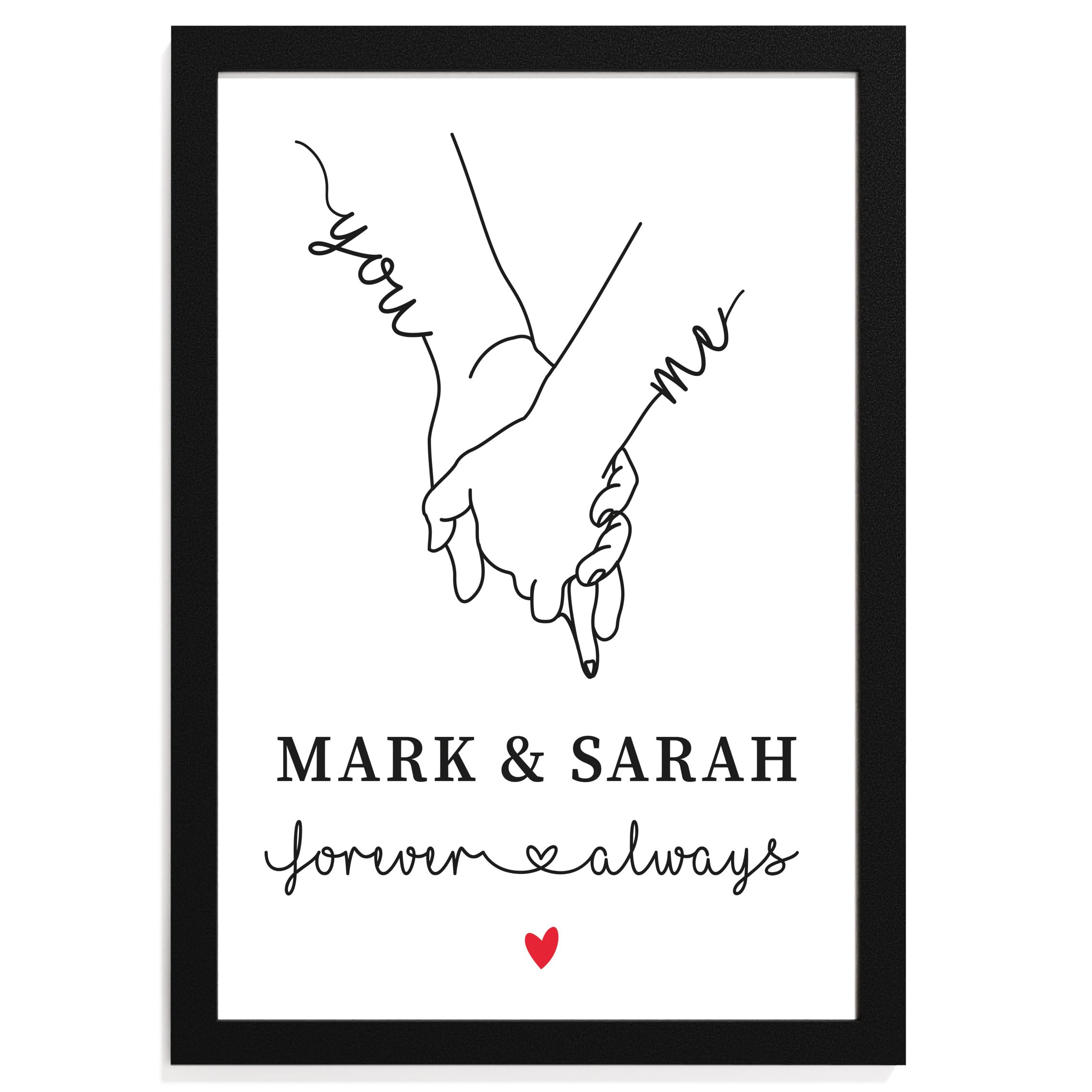 Beecreative Personalised Holding Hands Gifts for Couples, Valentines Gifts For Him Or Her, Boyfriend and Girlfriend - Gift, Husband and Wife Present, Couple Anniversary - Gift, ANY NAMES
