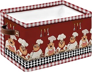 Storage Basket for Shelves 1 Pack Red Cooking Chefs Storage Bins with Handle Cube Closet Organizer Funny Cooker Checked Plaid Laundry Baskets for Shelf Organizing Clothes Toy Nursery Bedroom Decor