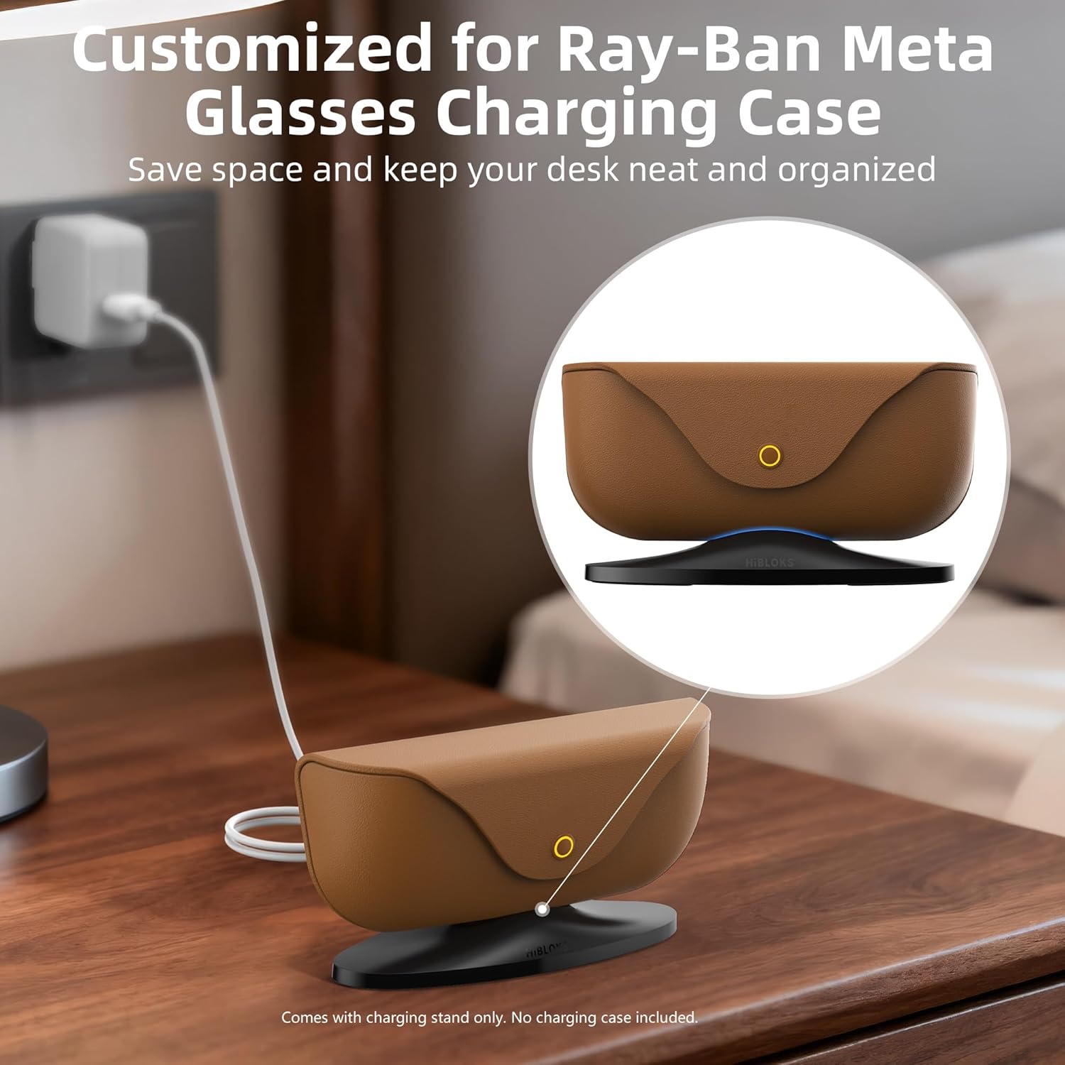 HiBloks Magnetic Charging Stand for Ray-Ban Meta Charging Case (Gen 1 & 2), USB-C Detachable Charger Dock Smart Glasses Accessories Charger Case Holder with 3.9FT USB C Cable