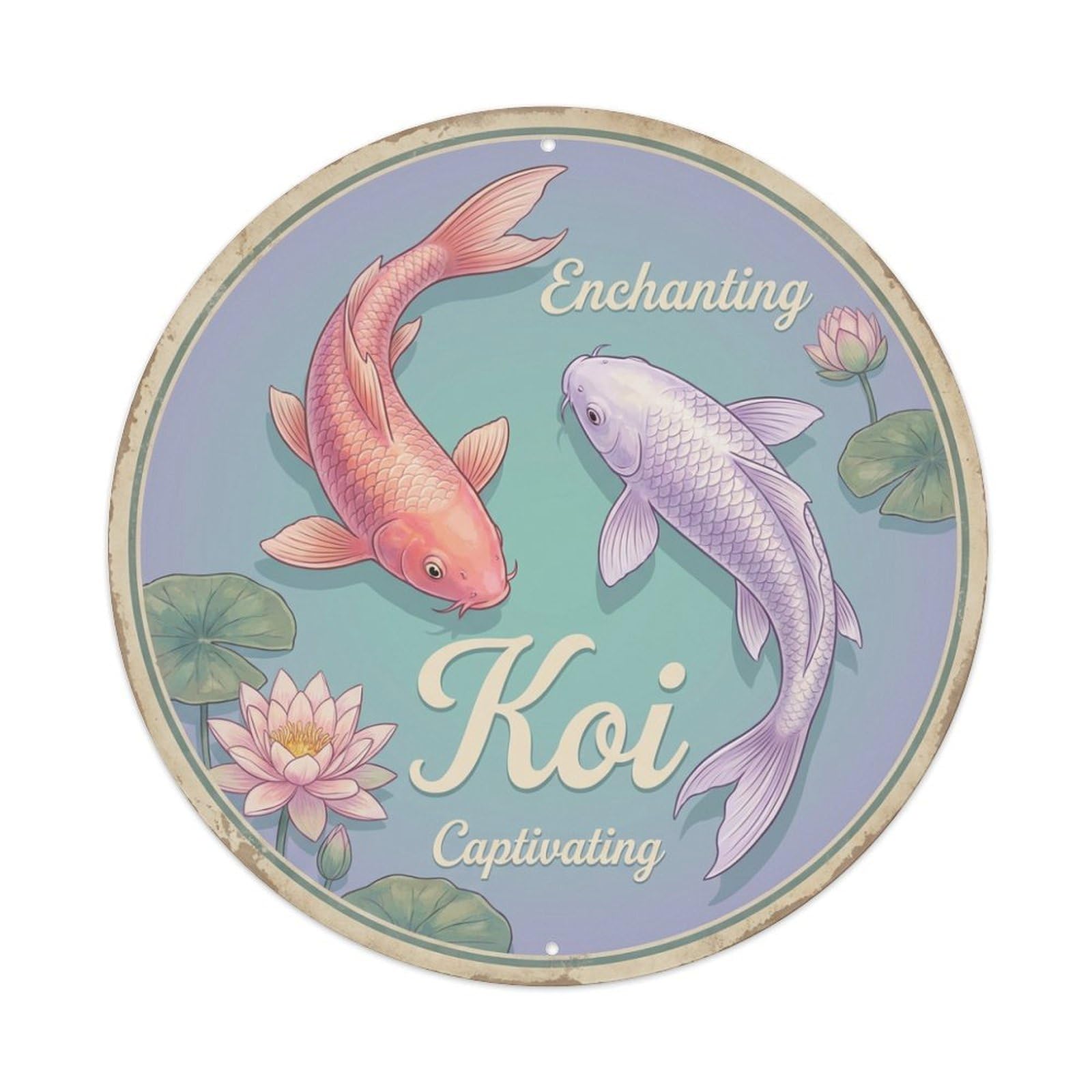 Tgrcjimh Style Metal Tin Sign Koi Fish Spellbinding Japan Retro Wall Art