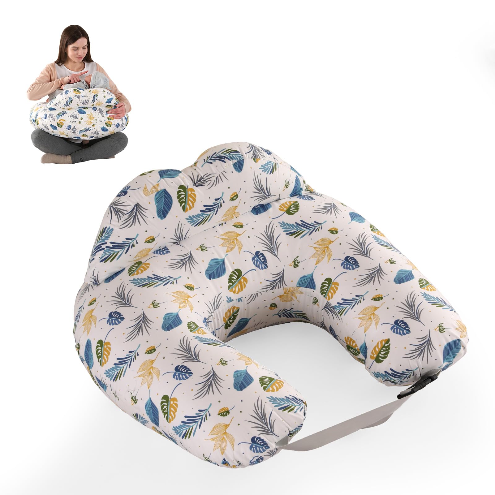 MIFXIN Nursing Pillow, Multifunctional Breastfeeding Pillow with Adjustable Waist Belt, Nursing Pillow with Safety Fence