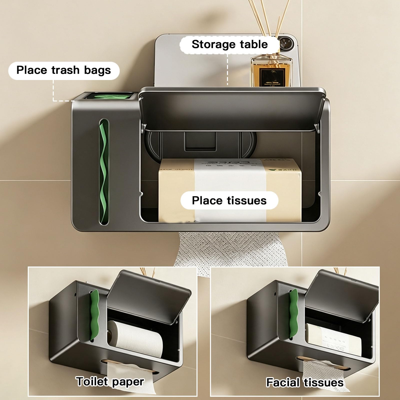 Toilettenpapierhalter mit doppeltem Saugnapf