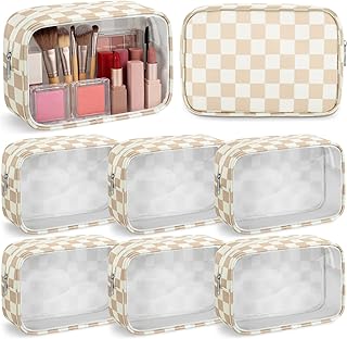 Lewtemi Bolsa de aseo transparente a cuadros,...