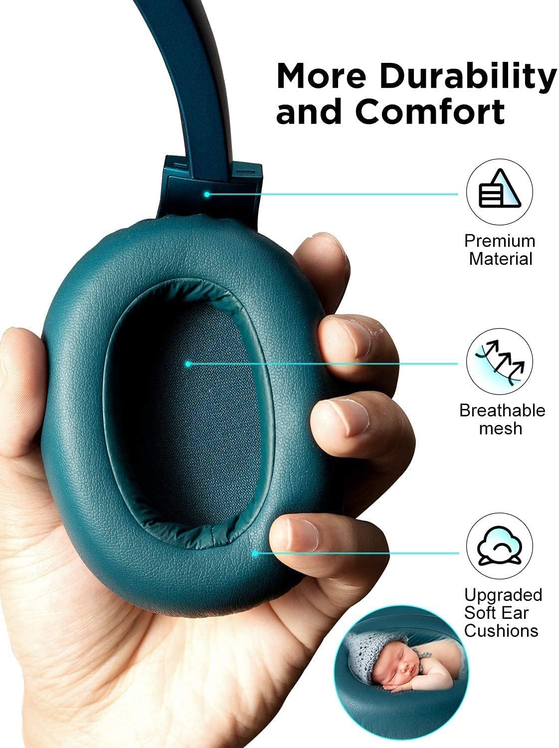 e9 active noise cancelling headphones bluetooth headphones with microphone deep bass wireless headphones over ear comfortable protein earpads 30 hou