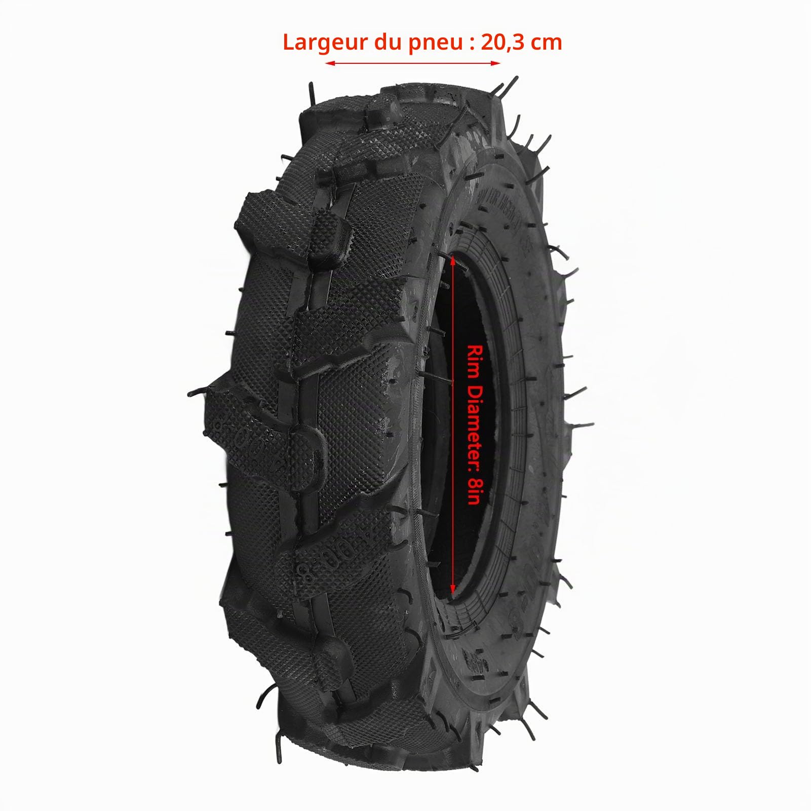 Ensemble de 2 Pneus 4.00-8 sans Chambre à Air, Pneus de Tracteur sans Chambre à Air en Caoutchouc, Pneu de Tondeuse à Gazon 4PR, Motoculteur, Souffleuse à Neige avec Pneus à