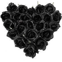Artificial Rose Flower Heads 20 Pcs Real Looking Black Roses for DIY Wedding Bouquets Home Decorations Baby Shower Centerpieces Artificial Flower Arrangement