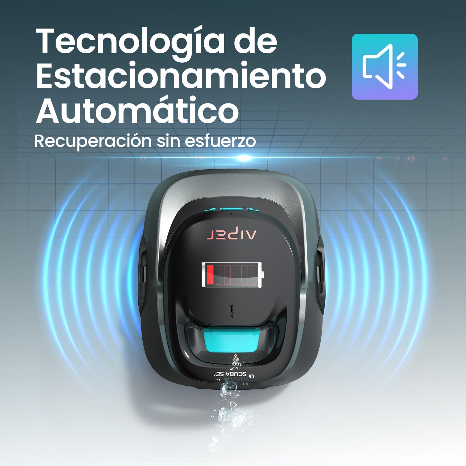 AIPER Scuba SE Robot Limpiafondos Piscina Inalámbrico, Aspirador Automático para Piscinas Elevadas, 90 Min de Autonomía, Aparcamiento Inteligente y Succión Eficiente, para Piscinas de hasta 80 m²