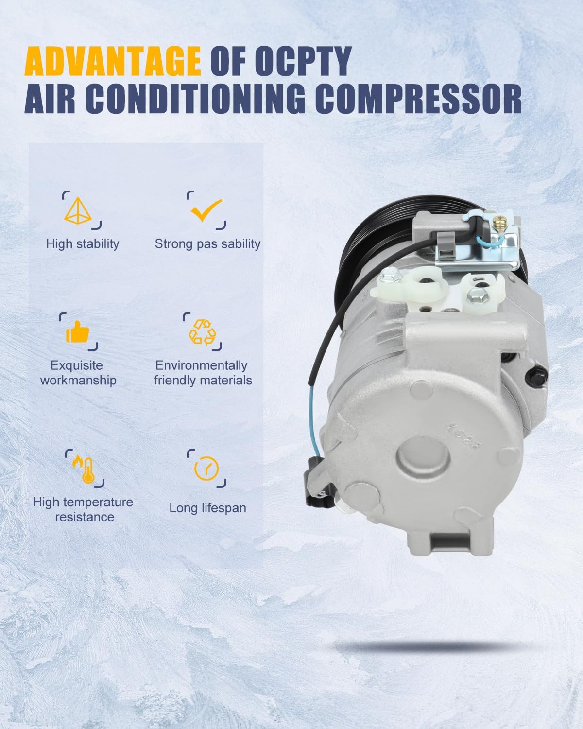 OCPTY AC Compressor for 2003 2004 2005 2006 2007-2011 for Honda Element 2.4L 38810PZDA00 639319 4711004 77372 78372 5511704 6511704 7511704 295775NH 2021505 2021505R 140202C 2021505AM