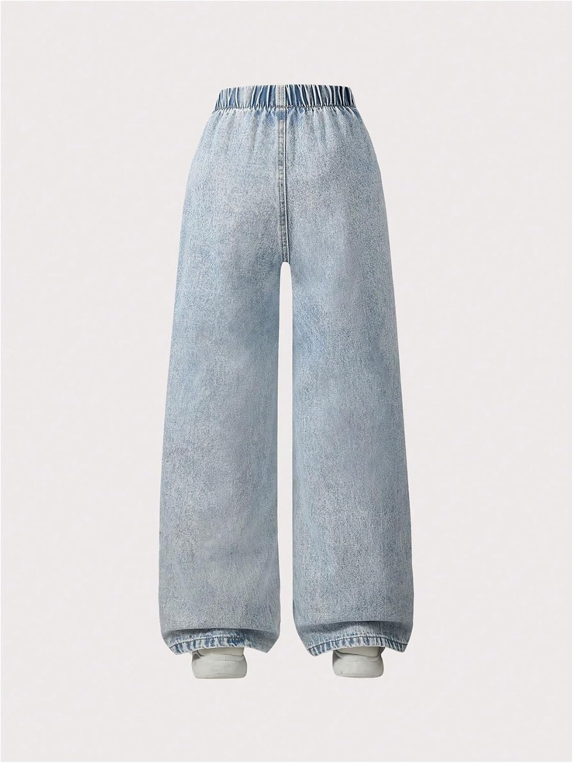 GORGLITTER Girl's Cute Baggy Jeans Floral Graphic High Waisted Wide Leg Pull On Denim Cargo Pants