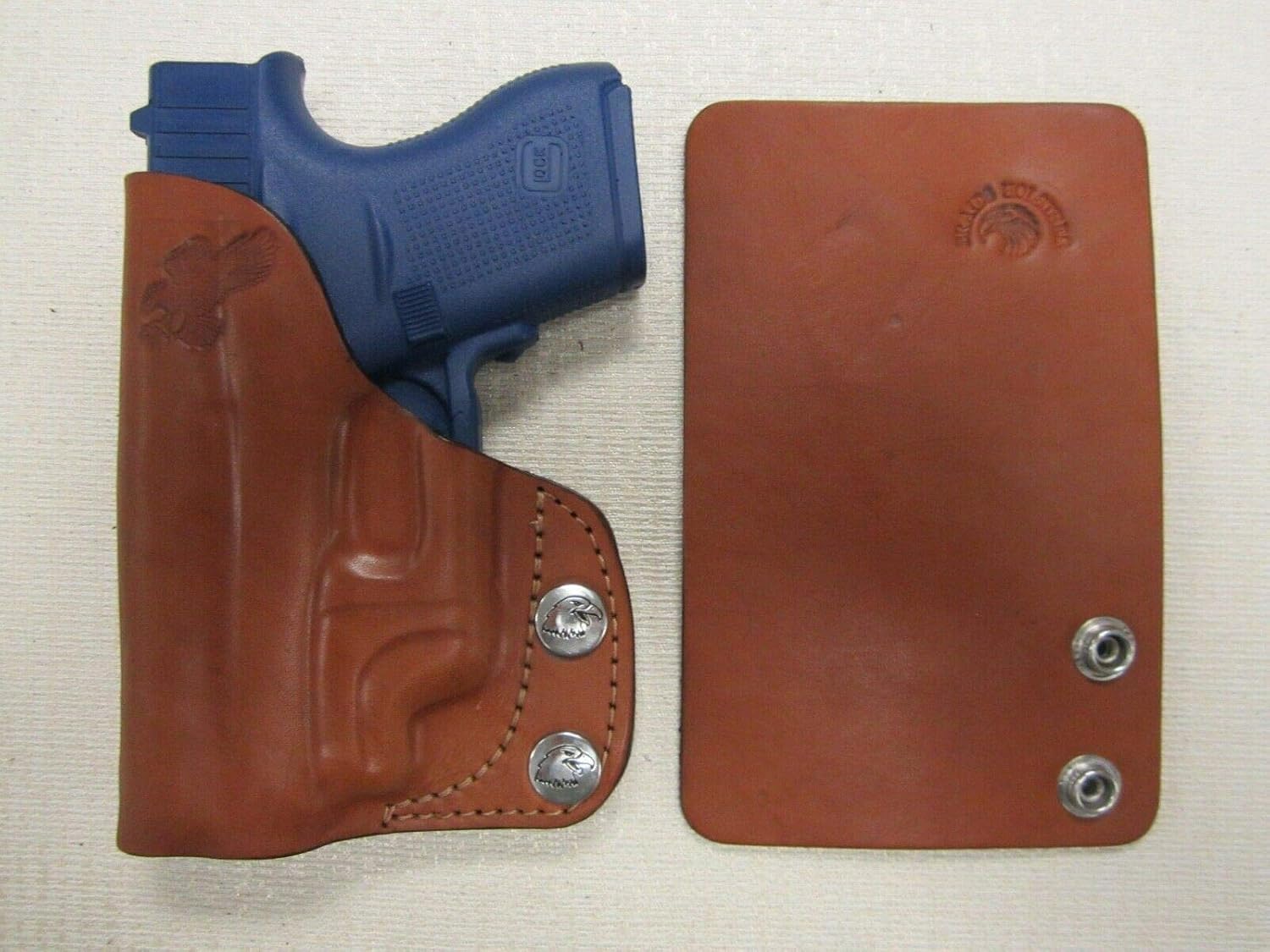 Fits Glock 42 with ct Laser Brown Leather Wallet & Pocket Holster Right Hand