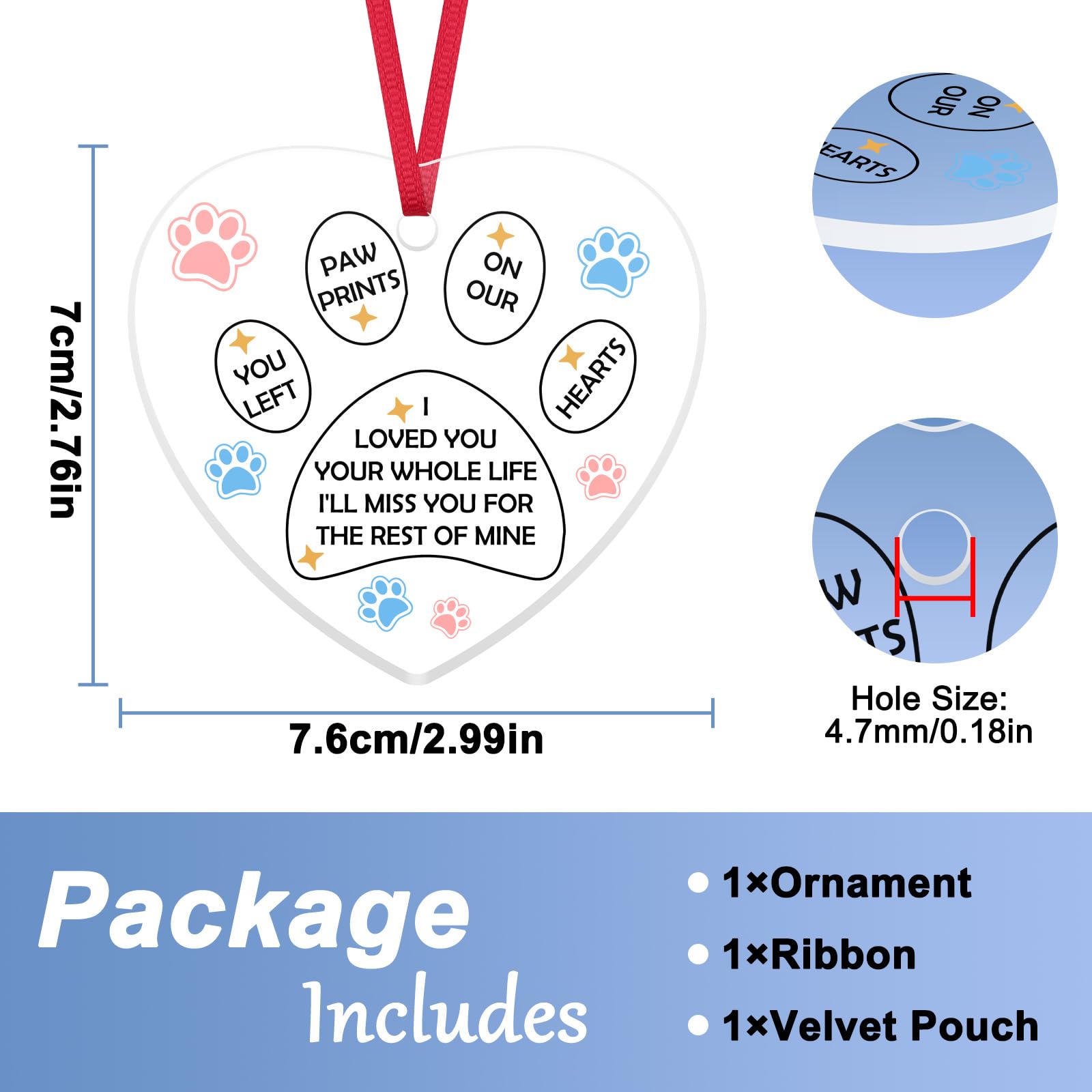 Pet Loss Gift Sympathy Gift for Loss of Dog Cat Pet Memorial Ornament Condolences Gifts for Pets in Memory of Dog Cat Bereavement Remembrance Present for Pets Lover Christmas Ornaments - Image 2