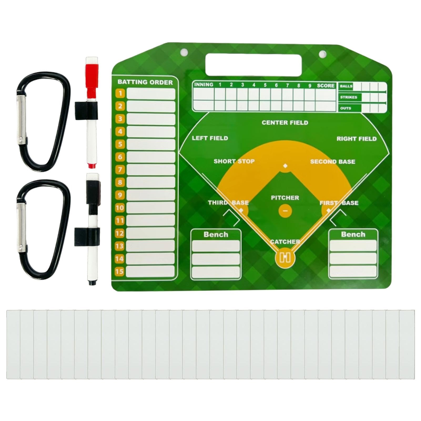 Schede - Lavagna magnetica cancellabile a secco, robusta bacheca da baseball, carte da baseball riutilizzabili per giochi di baseball, allenatori