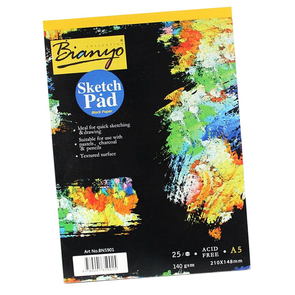 Evalue Black Durable Hardcover Sketchbook Perfect Sketchpad for