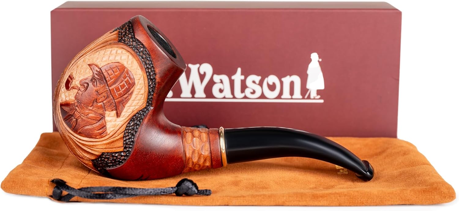 Dr. Watson - Tobacco Pipe, Collectable Series, Hand Carved, Fits 9mm filter (Sherlock Holmes)