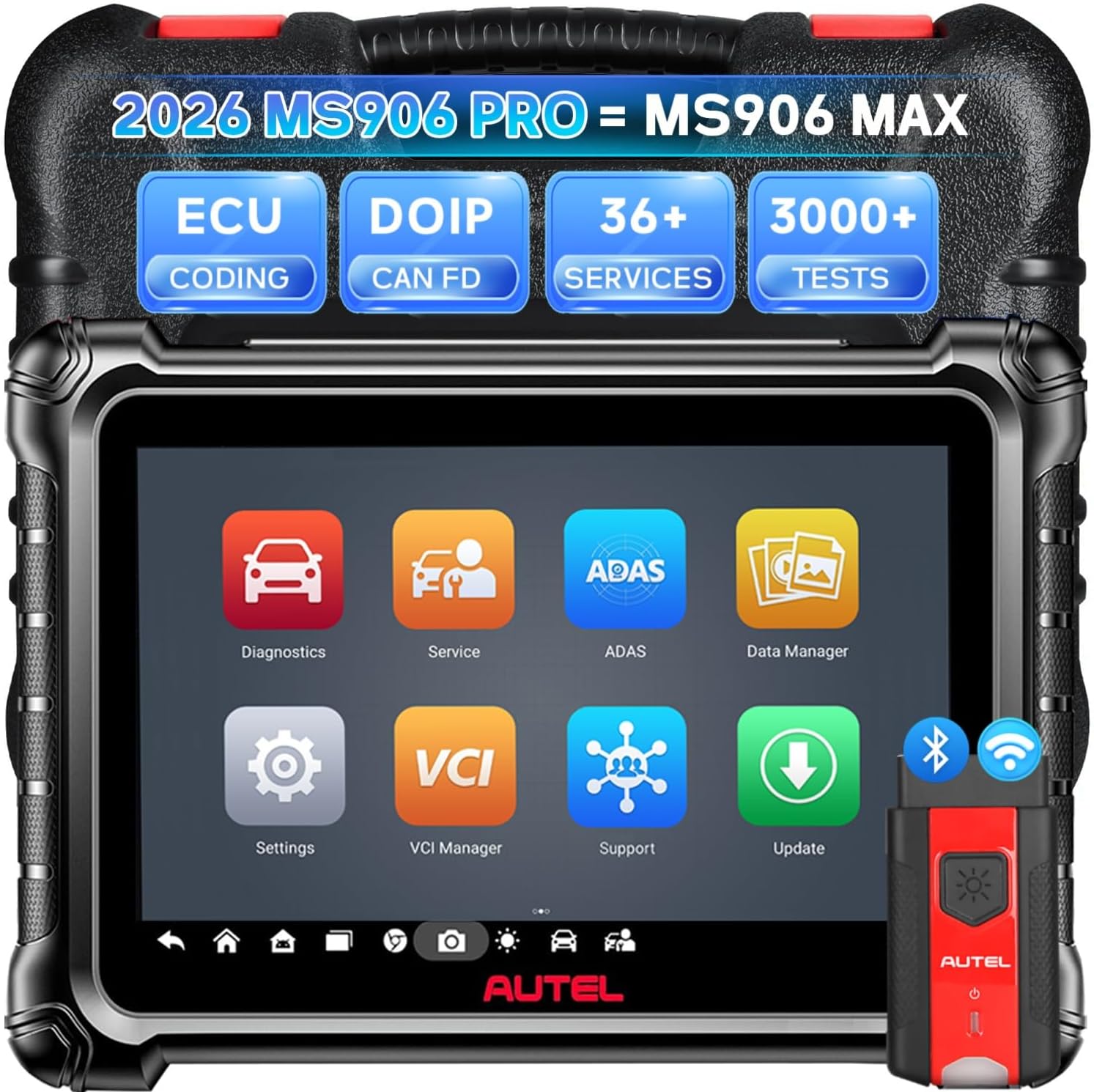 Autel MaxiSYS MS906 Pro V2.0 2026 Professional Automotive Scanner, Same as MS906 MAX, Up of MS906BT MS908 MK908, Bidirectional 3K+ Tests,36+ Reset,CAN FD DoIP,Full System OBD2 Scan for 15000+ Vehicles