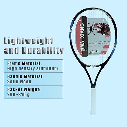 Miniatura 3 de Raqueta de tenis con raquetas de tenis preencordadas de 27 pulgadas para entrenamiento de estudiantes principiantes, mango cómodo, sin bolsa