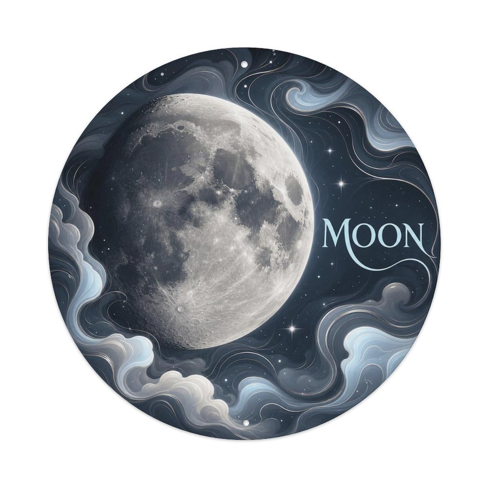 Solar System Stellar Sky Lunar Phase Moon Starscape Metal Tin Sign