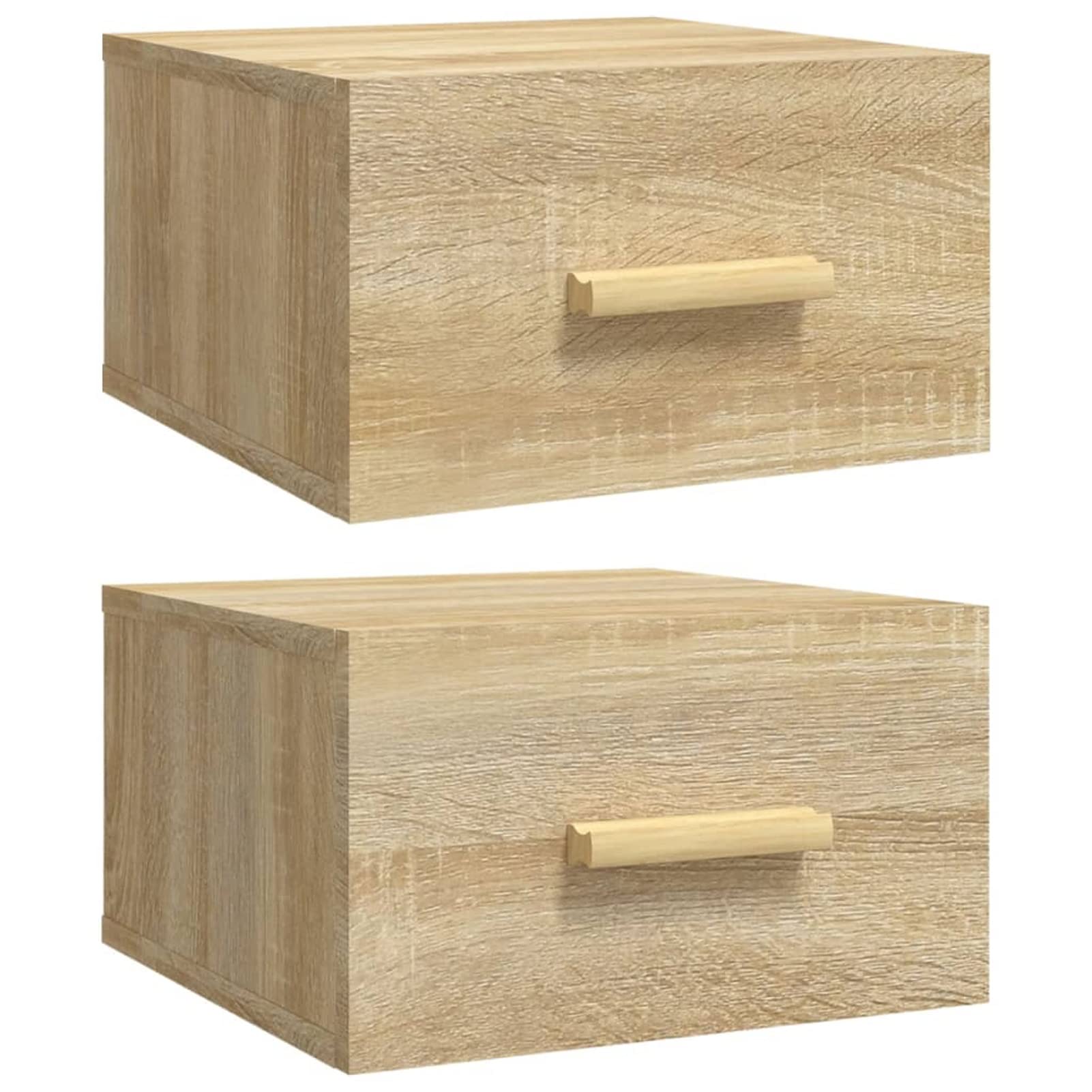 Homgoday Mesita de Noche, Mesa Auxiliar con Cajón Mesitas de Noche Flotantes Mesita de Noche de Pared 2 uds Roble Sonoma 35x35x20 cm
