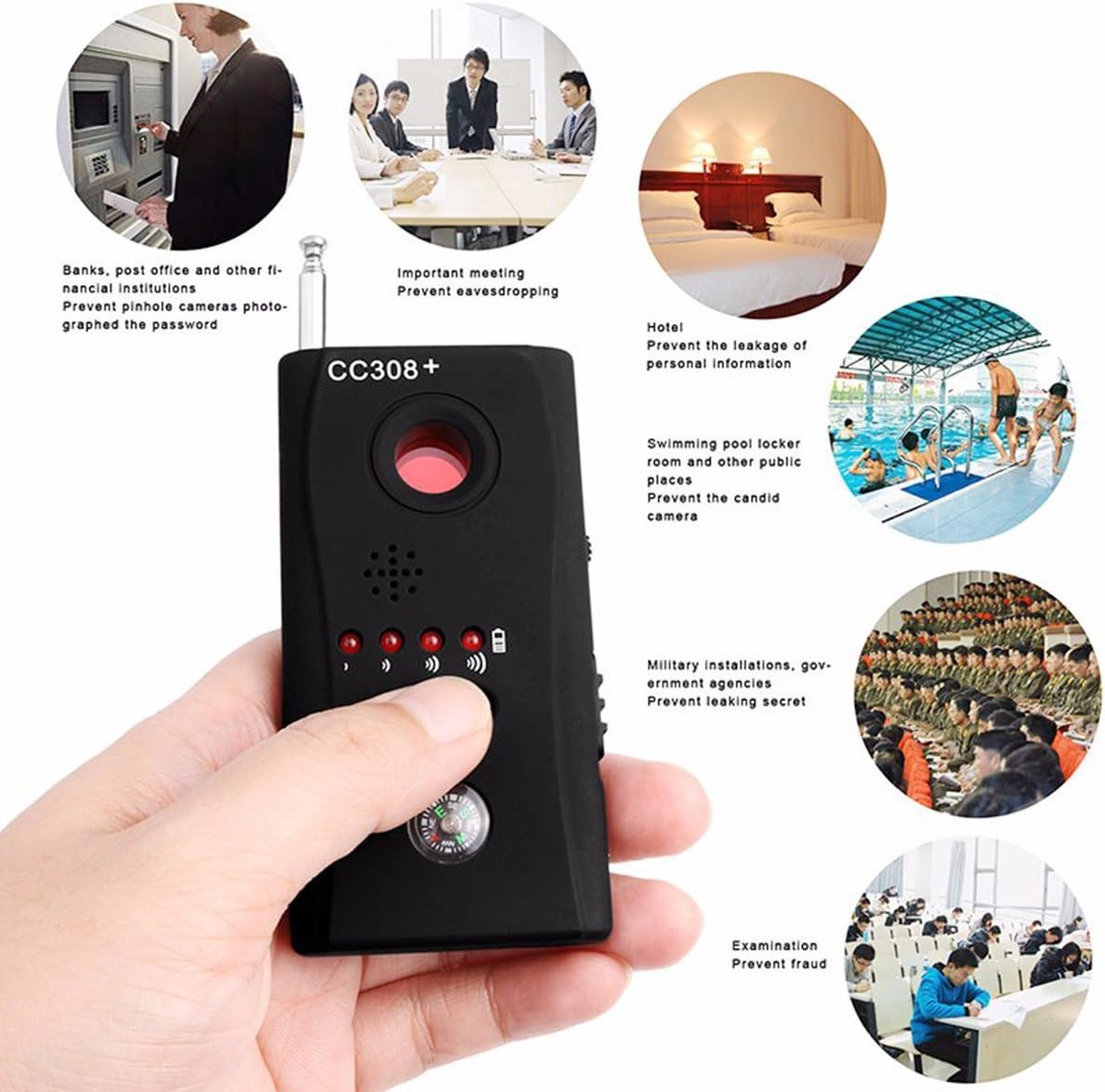 HOHOPROV Hidden Camera Detectors Bug Detector, Hidden Device Detector, Police Scanner, RF Signal Detector, Locates Hidden Device in Office,Hotel Rooms,Airbnb Excursions,Bathrooms