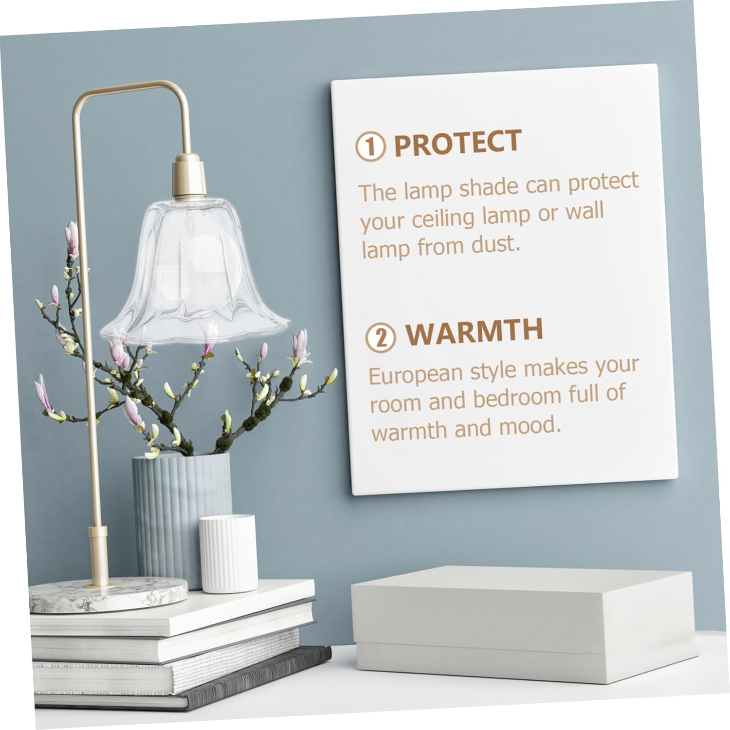 NUOBESTY 2pcs Transparent Glass Light Shades Versatile Lamp Covers for Ceiling Table and Floor Lamps European Style Chandelier Easy to Install Light Shells