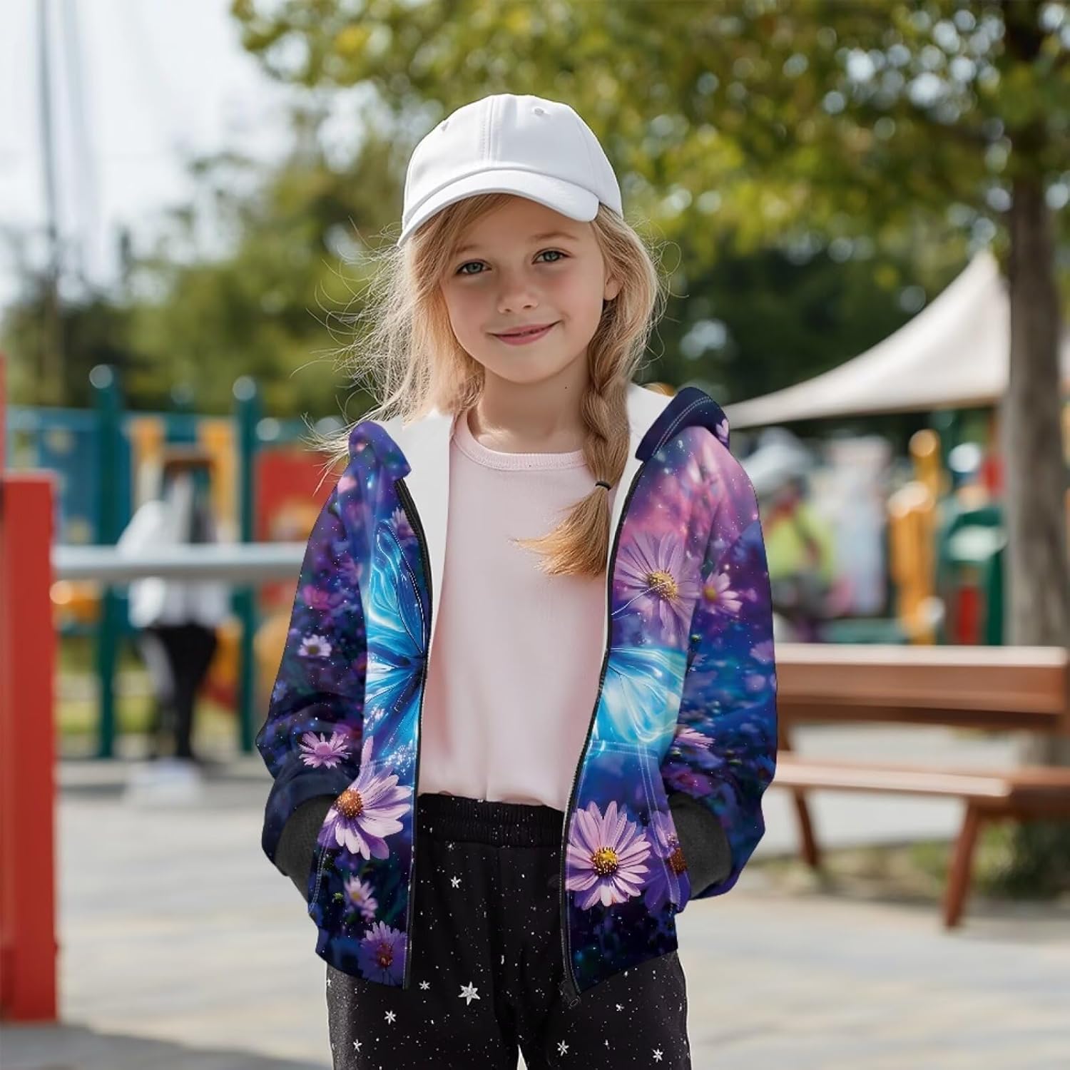 Christmas Zip-Up Fleece Hoodie Long Sleeve Sweatshirts with Pocket for Girls Boys Kids 6-13 Years