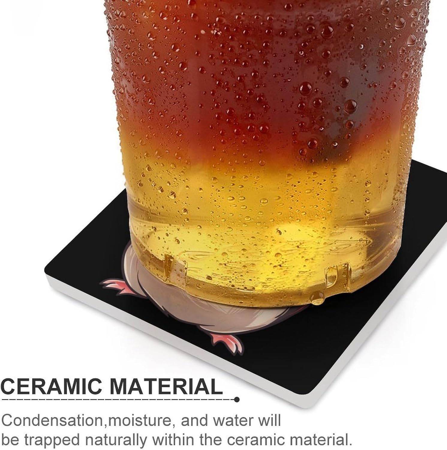 Cute Guinea Pigs Coaster for Drinks Square Ceramic Table Coasters Stone Mat Crafts 6PCS Home Kitchen Decor