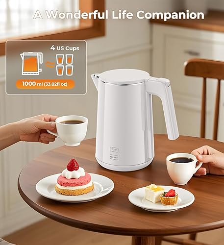 Miniatura 8 de Hervidor eléctrico de 1.0L 1200W, 7 ajustes de temperatura, mantener caliente 4H, hervidor de té eléctrico de acero inoxidable de ebullición rápida,