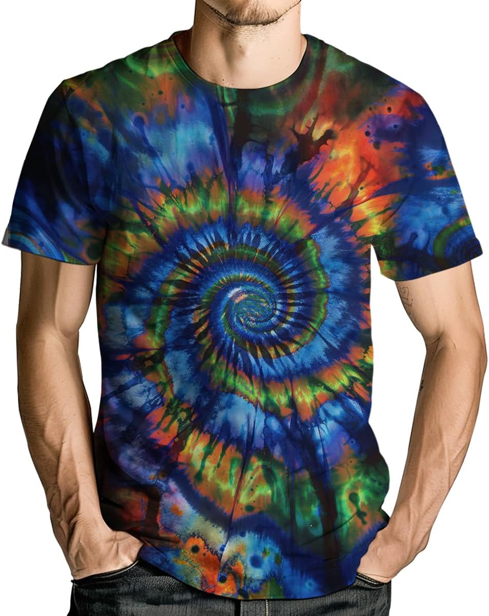Tie Dye Shirts for Men Women, Short Sleeve Mens Tie Dye Shirt, Rainbow Tie Dye T-Shirts Tee - Image 2