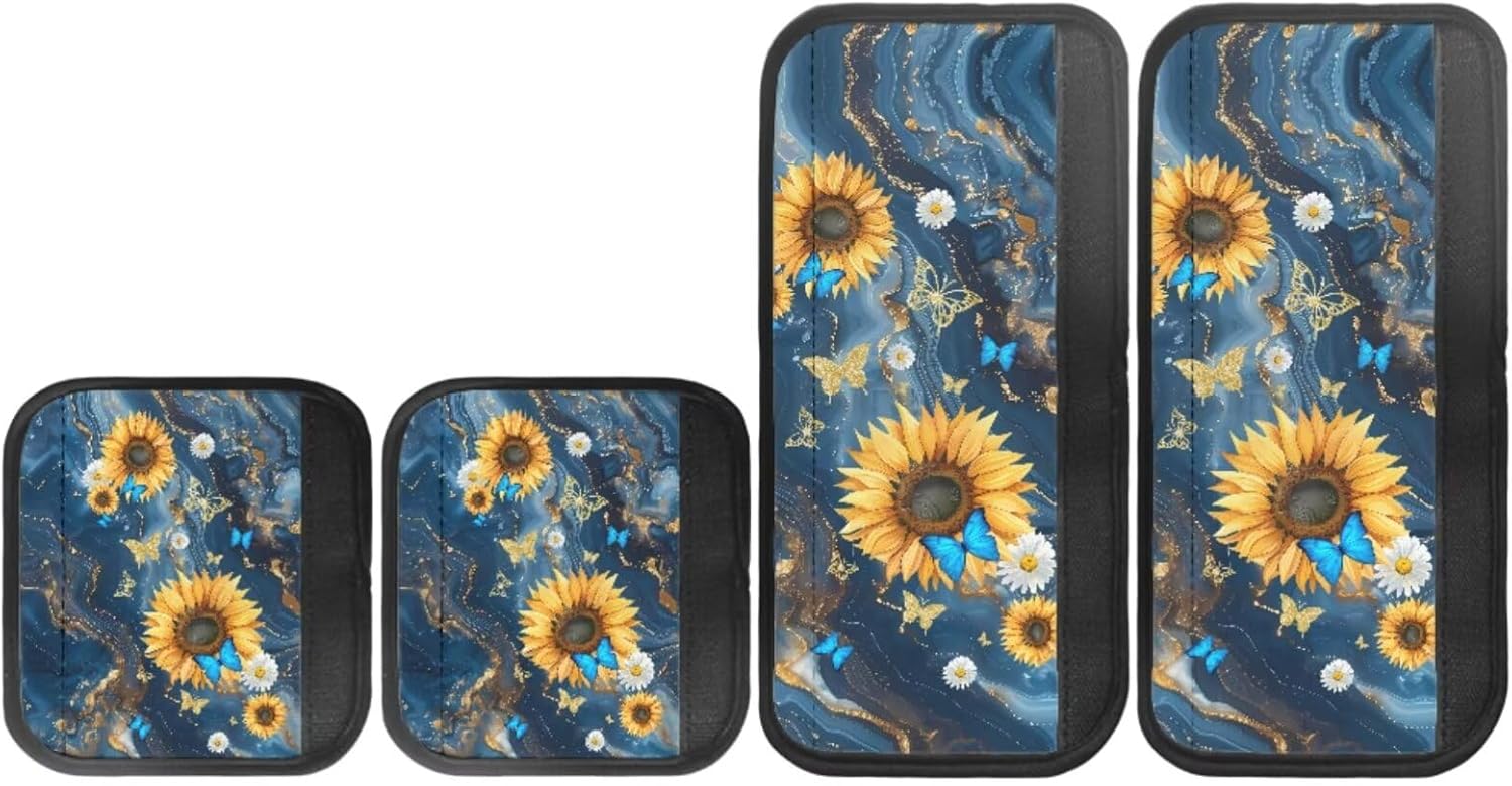 Refrigerator Handles Replacement 7Pcs Durable Protector Decoration Keep Appliance Clean for Fridge Microwave Stove Bathroom from Food Stains, Marble Sunflower Butterfly