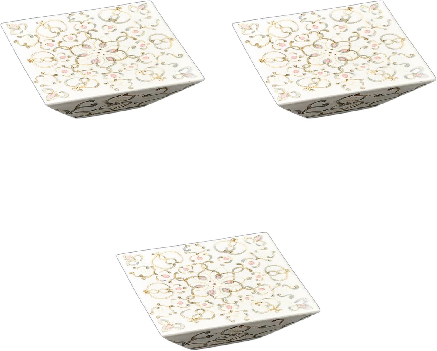 Setomonohonpo Set of 3 Multi-Angle Platform Plates, 6.2 x 6.2 x 2.0 inches (15.7 x 15.7 x 5 cm)