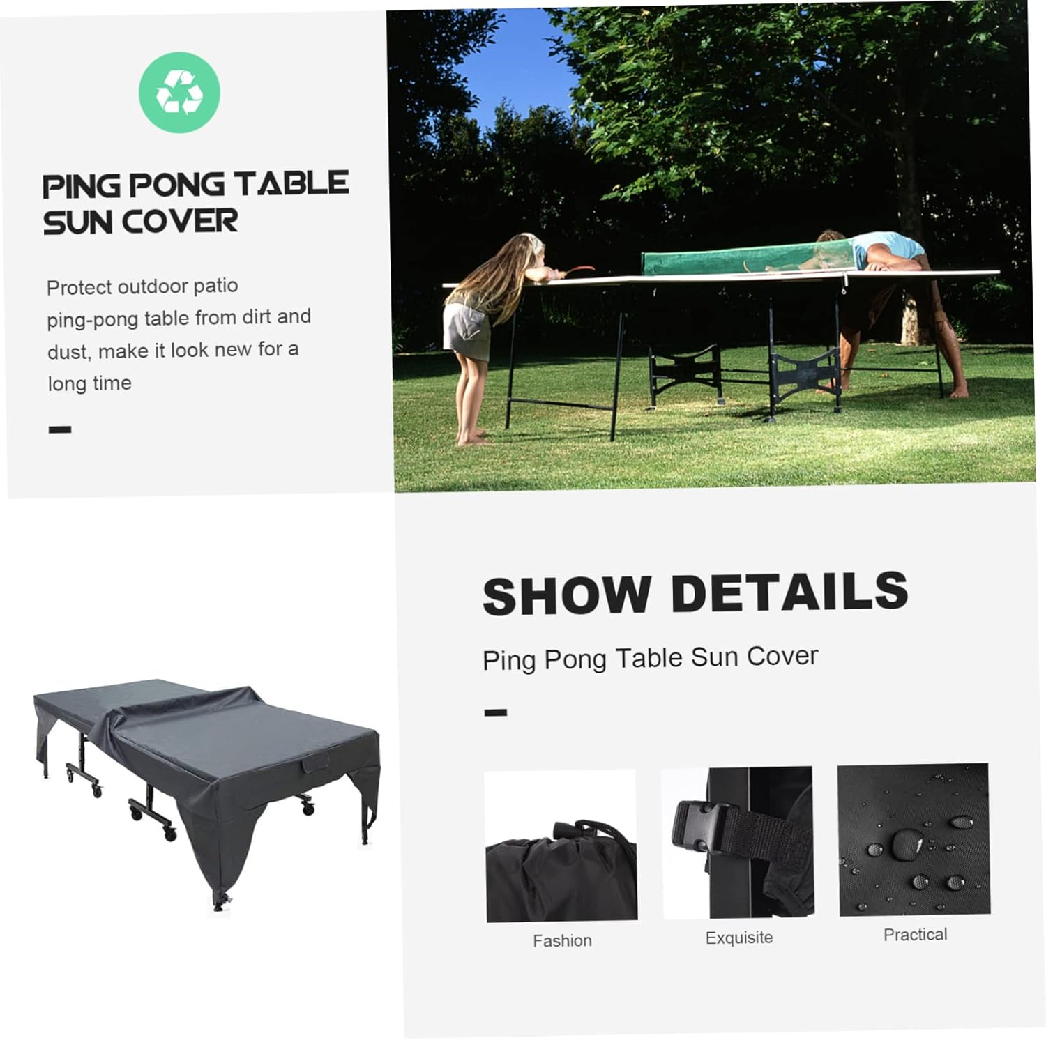 Outdoor Cover for Table Tennis Rainproof Furniture Dust Cover for Patio and Garden Fits Outdoor Tables