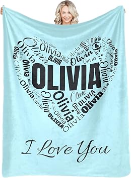 Personalized Blankets and Throws Cusotmized Blanket with Name Love Heart Blanket Personalized Gifts for Women Men Boys Girls