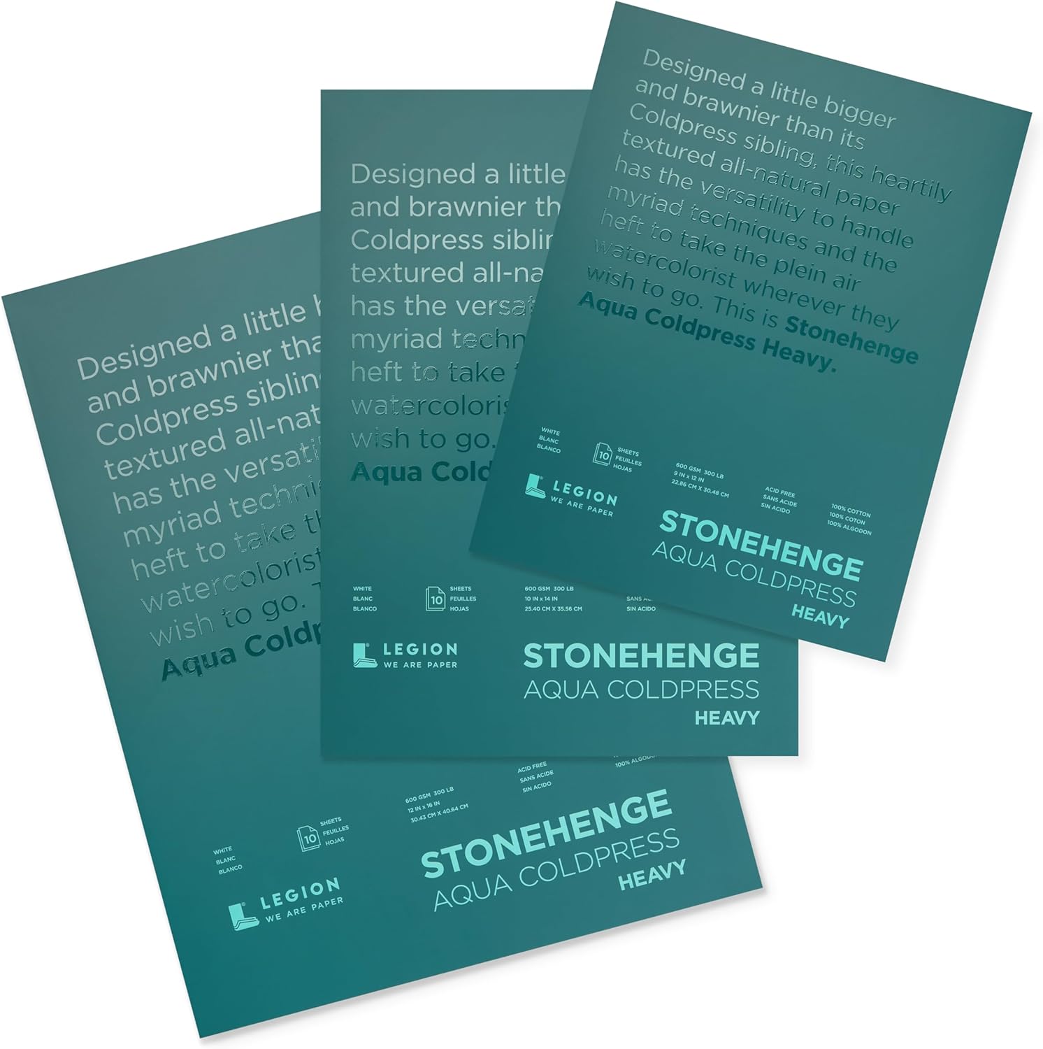 Stonehenge Aqua White Heavy Weight Block, 300lb, Coldpress, 9 x 12 Inches, 10 Sheets for Wet and Dry Media