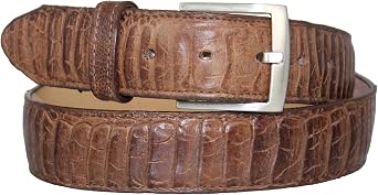 El Presidente Mens Brown Full Ostrich Leg Print Leather Western Cowboy Belt Removable Buckle