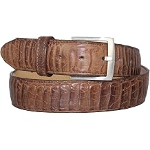 El Presidente Mens Brown Full Ostrich Leg Print Leather Western Cowboy Belt Removable Buckle