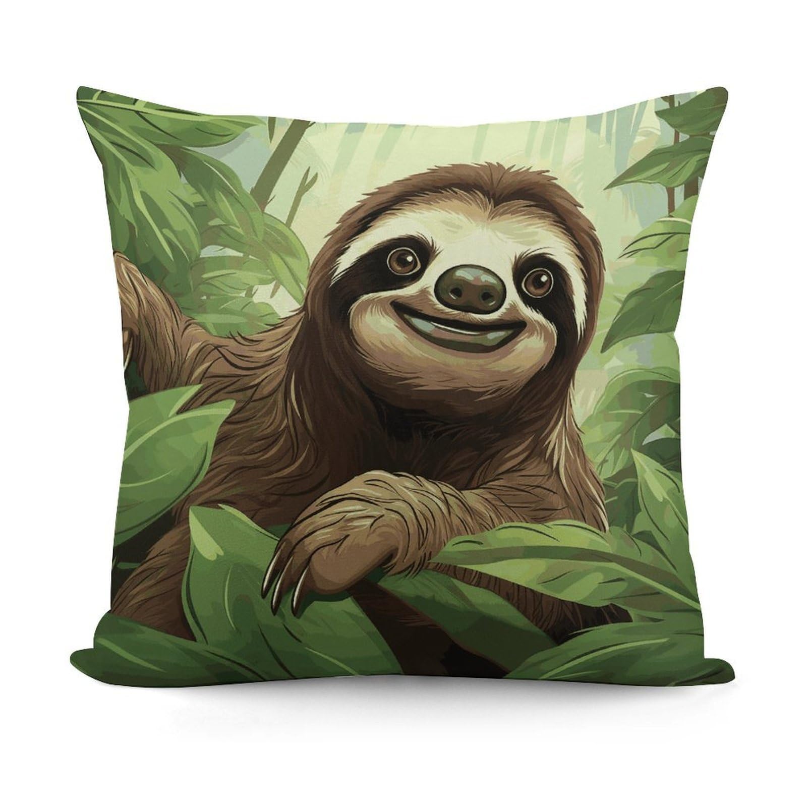 JTREHY Sloths Background Pillow Covers Decorative Throw Pillow Covers Soft Decor Couch Cushion Case Modern Square Pillow Cases Summer Pillow Cover for Sofa Living Room 18x18 in