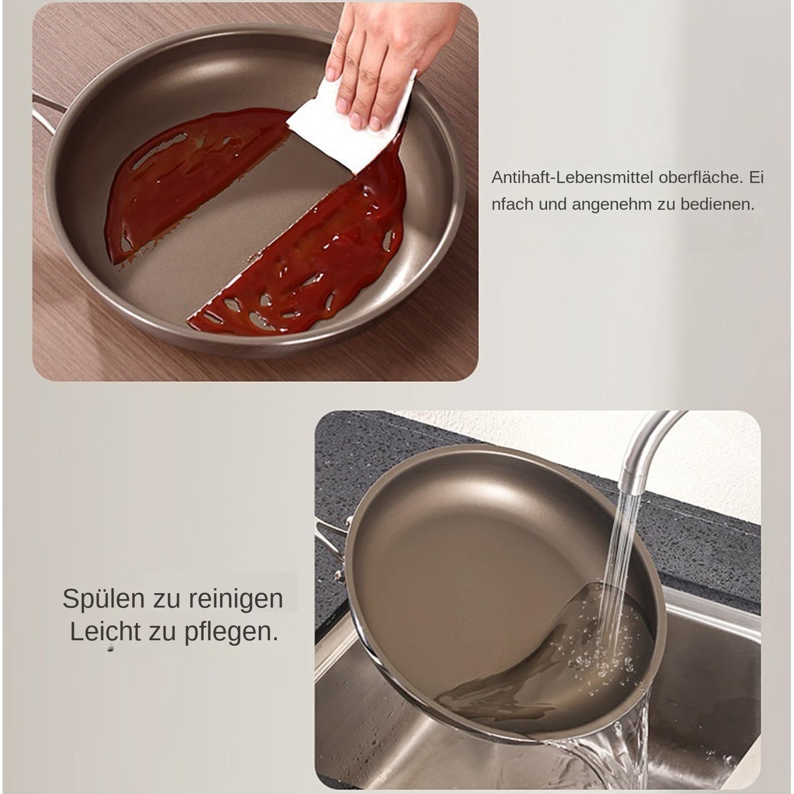 Pentole in Titanio per Cucinare Utensili da Cucina Antiaderenti | Coperchio per Padella Per Cuochi Domestici Principianti Famiglie Preparazione Pasti Uova Pancake Carni Campeggio Viaggi