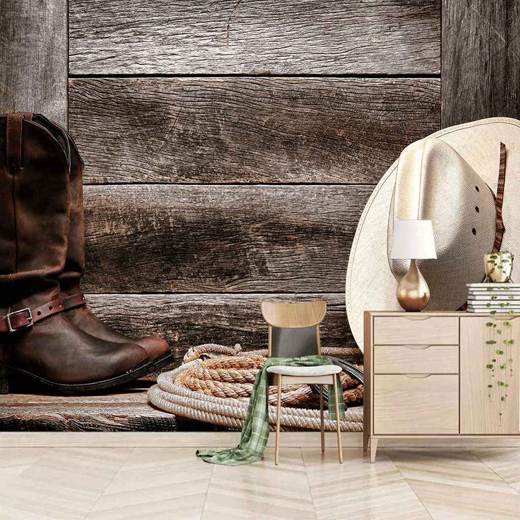 Papier peint cowboy mural pour relooker un mur de salon facilement