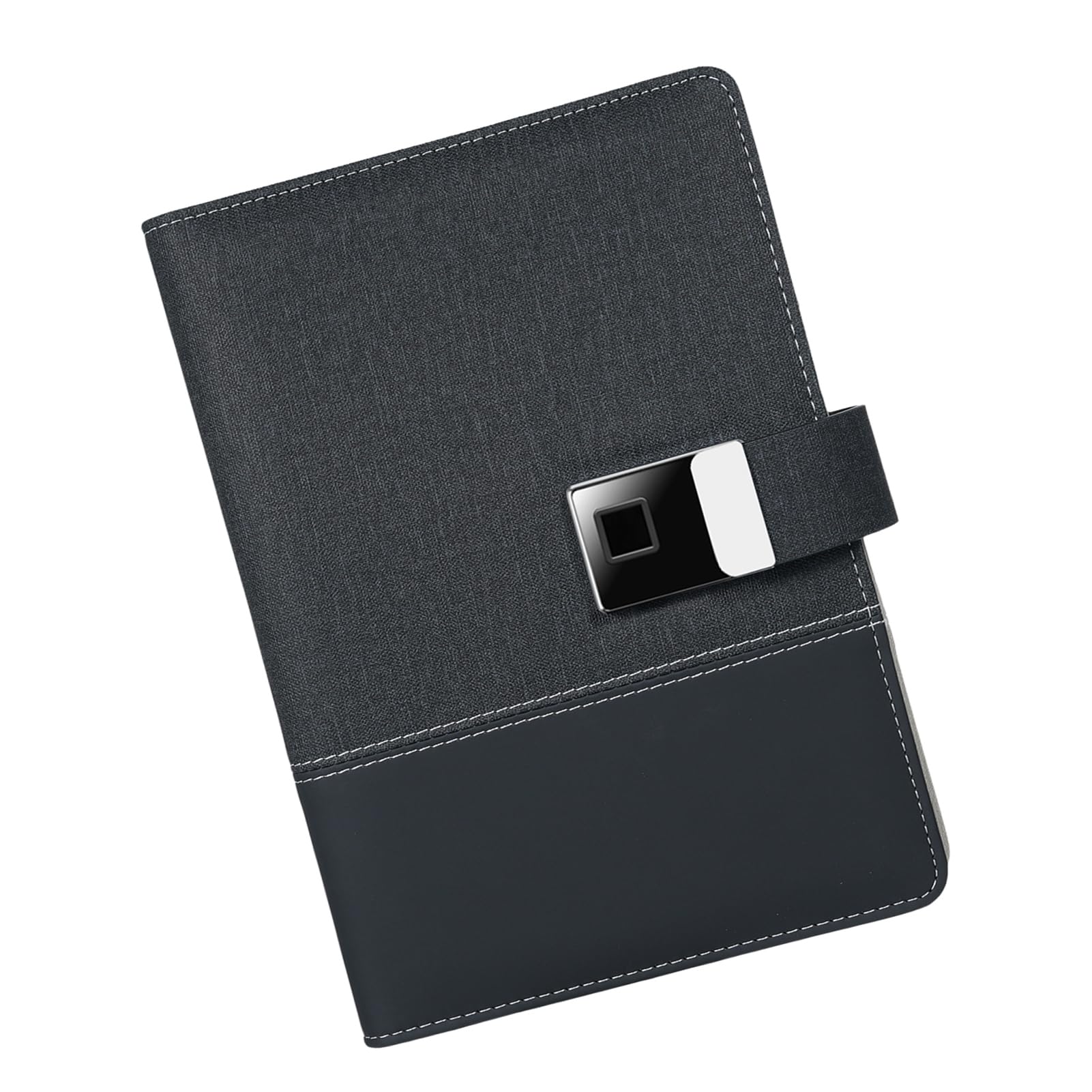 Notebook in Pelle A5, Copertina in Pelle PU con Blocco Impronte Digitali e unità USB da 16 GB, Raccoglitore a 6 Anelli con 100 Pagine e 4 Slot per Schede per Professionisti e