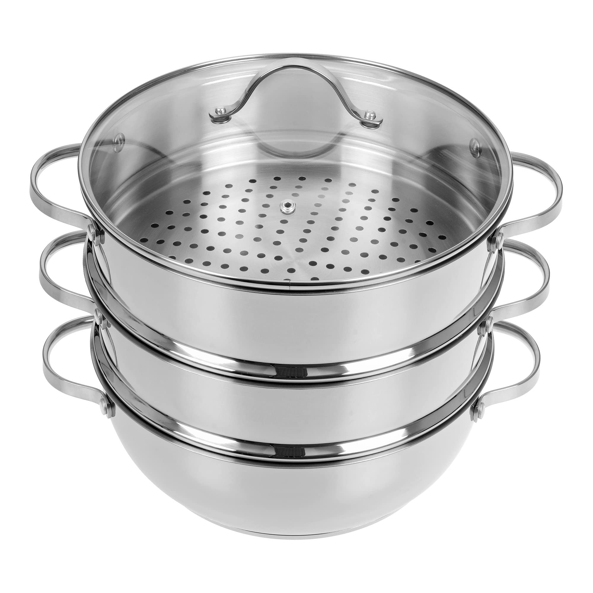 GRÄWE Pro-Line - Pentola per cottura a vapore, 28 cm, con 2 inserti per cottura a vapore