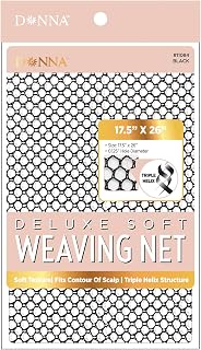 DONNA Deluxe Soft Weaving Net 17.5″ x 26″ Triple Helix Hair Net for Sew-In Weaves - Flexible, Breathable Mesh for Salon & Home, Black