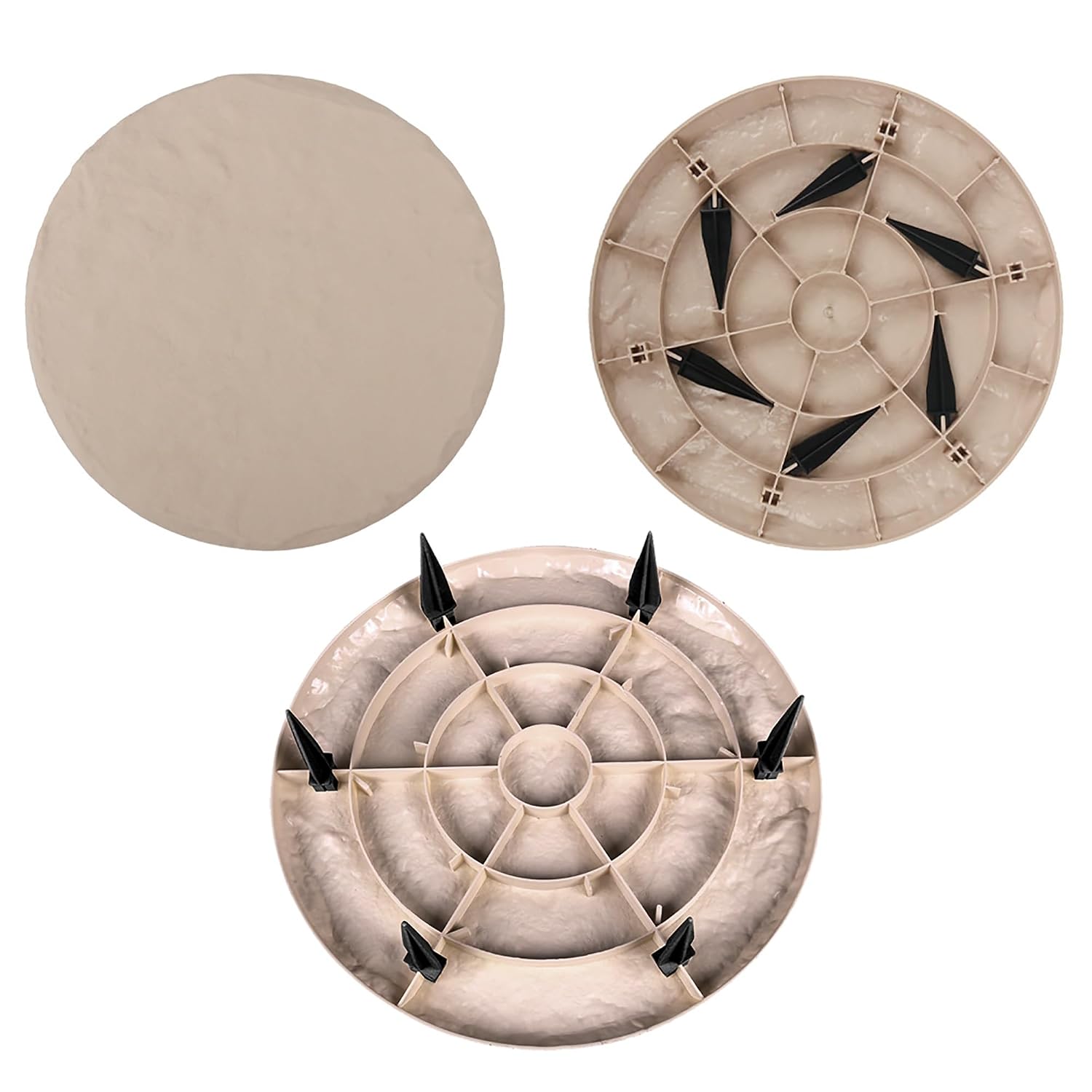 4 Pcs Garden Stepping Stones, Round Stepping Stone Outdoor Set, Outdoor Landscaping Stones, Large Stepping Stones Landscaping, Decorative Stones Lawn Ornaments for Outdoor Garden Walkway(Beige)