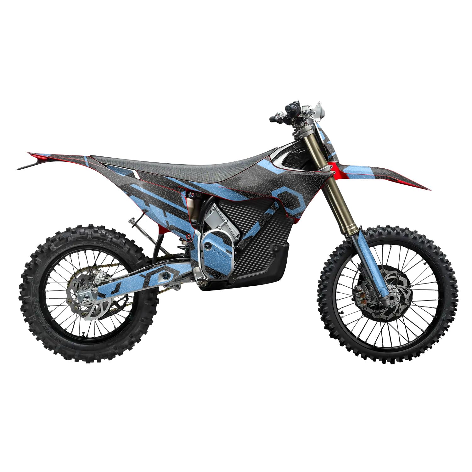 Glossy Glitter Stark Varg MX 2023-2025 Graphics Kit Wrap - Blue Hex Parts - Varg MX Skin - Premium 3M Vinyl Protective Wrap Decal Cover - Easy to Apply | Crafted in The USA by MightySkins
