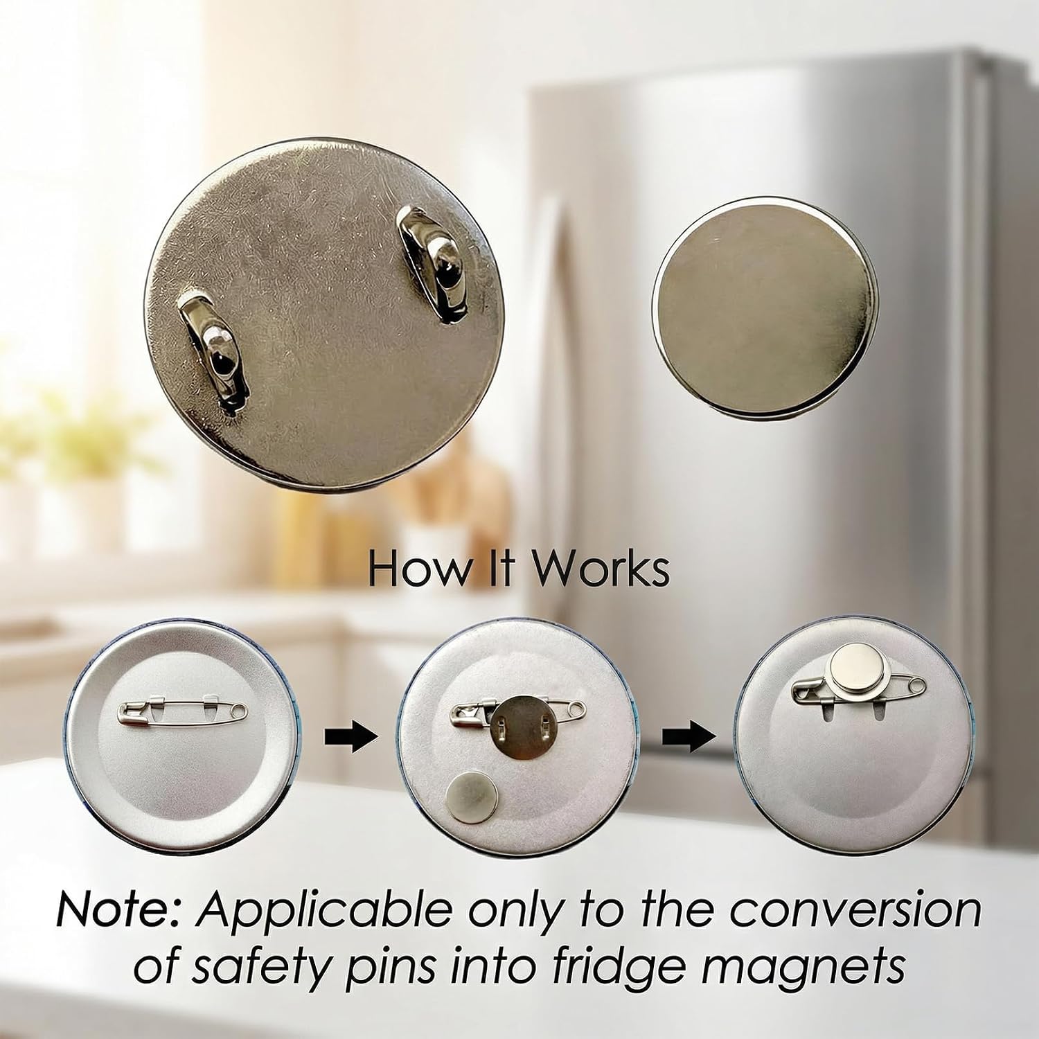6 Pcs Magnetic Pin Backs for Brooch, Badge, Mini Magnetic Pin Brooch Converters, Convert Pins into Refrigerator Magnets, Badge Fridge Magnets for Kitchen Decor